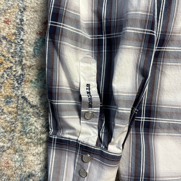 Stetson Pearl Snap Western Plaid Shirt Medium - Picture 4 of 5